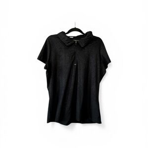 Nike Golf Dri-FIT Black Textured Zip Neck Top XL Short Sleeve Athletic